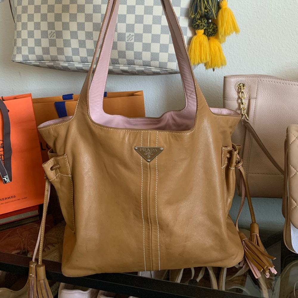 All Leather Prada Tote with Tassels